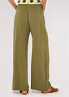 Linen Wide Leg Trousers, Khaki, large