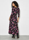Ombre Floral Wrap Maxi Dress, Black, large