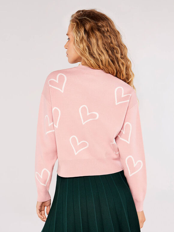 Heart Print Jumper, Pink, large