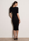 Metallic Wrap Ruched Midi Dress, Black, large