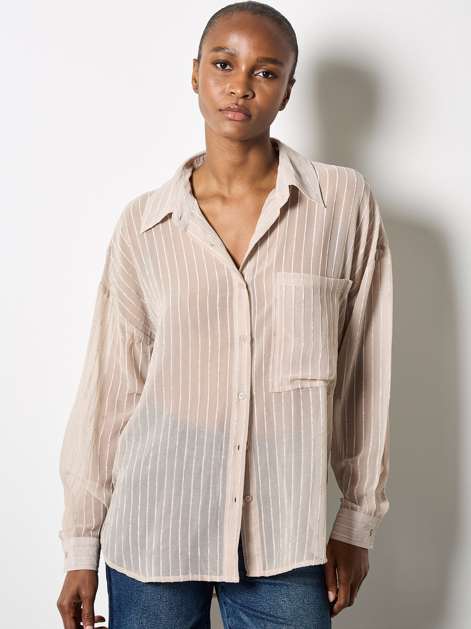 L'Appartement Stripe Sheer Shirtsアパルトモン L´Appartement Sheer
