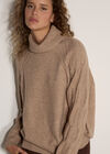 Melange Roll Neck Jumper, Mocha, large