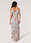 Watercolour Floral Chiffon Maxi Dress, Mint, large