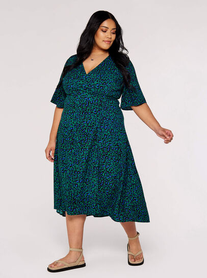 Curve Animal Print Wrap Dress
