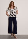Polka Dot Tie Front Top, White, large