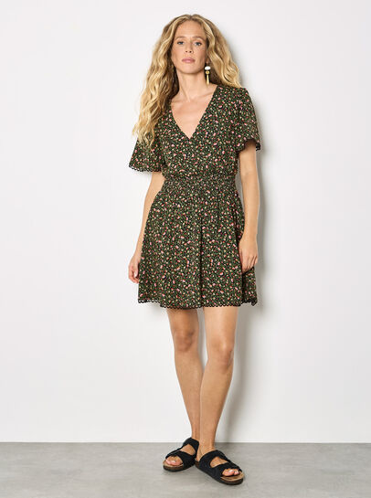 Ditsy Floral Gold Foil Mini Dress
