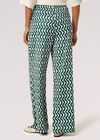 Geometric Satin Palazzo Trousers, Green, large