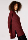 Ribbed Side Split Top, Burgundy, large