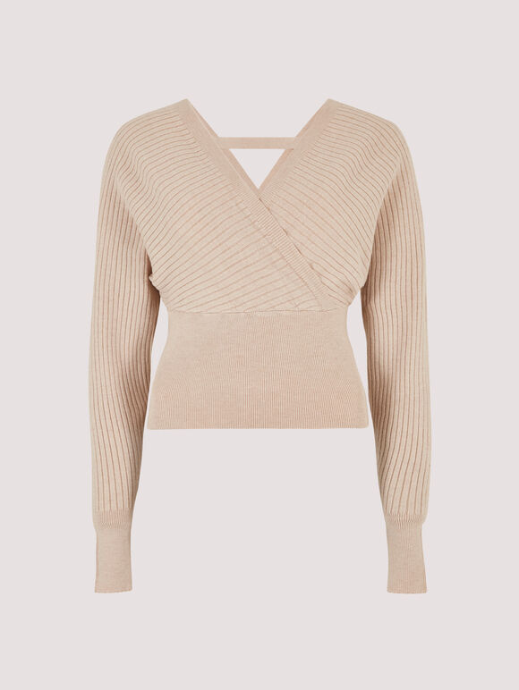 Bar Back Batwing Jumper, Stone, large