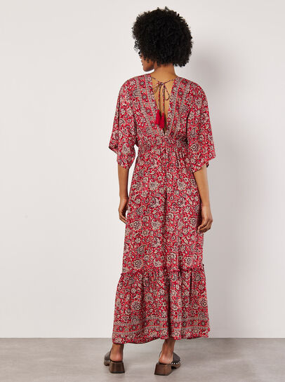 Foil Floral Paisley Satin Maxi Dress