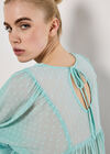 Dobby Bead Embellished Empire Top, Blue, large