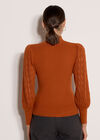 Plait Mesh Sleeve Jumper, Rust, large