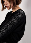 Diamante Snakeskin Sparkle Jumper, Black, large