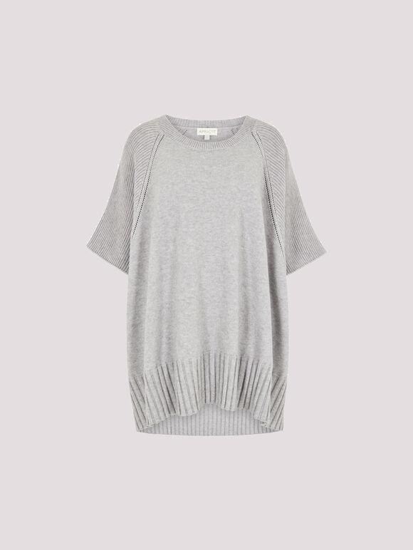 Oversized Poncho Jumper, Grey, large