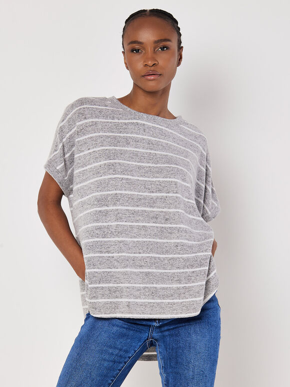 Soft Touch Stripe Top, Grey, large