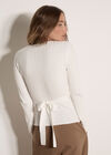 Rib Knit Wrap Top, Cream, large