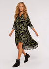 Swirl Print High-Low Mini Dress, Khaki, large