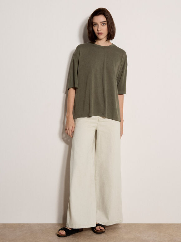 Jersey Oversized T-Shirt, Khaki, large