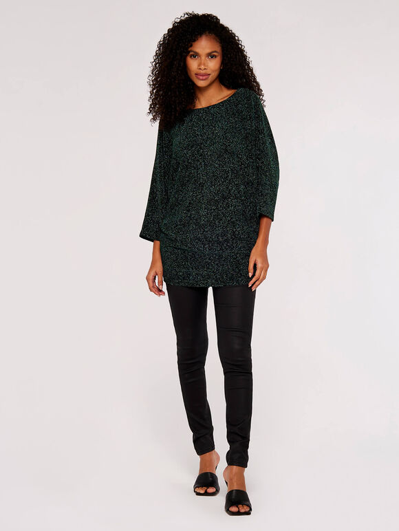 Metallic Swirl Batwing Top, Green, large
