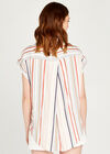Dotted Stripe Back Pleat Shirt, Cream, large