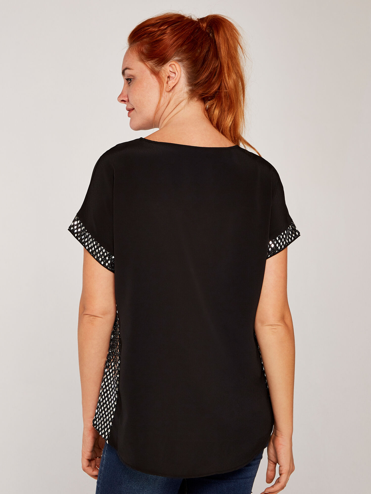 Diamond Sequin Top Apricot Clothing