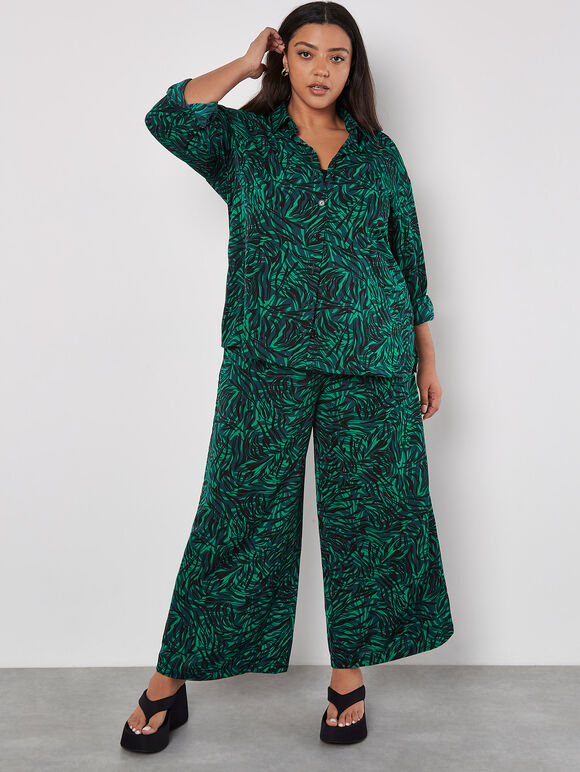 Curve Swirl Print Shirt, Green, large