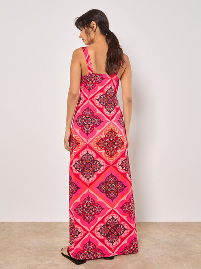Tile Print Jersey Maxi Dress