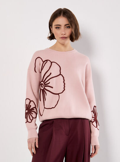 Large Embroidered Flowers Jumper