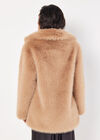 Soft Faux Fur Zipped Jacket, Brown, large