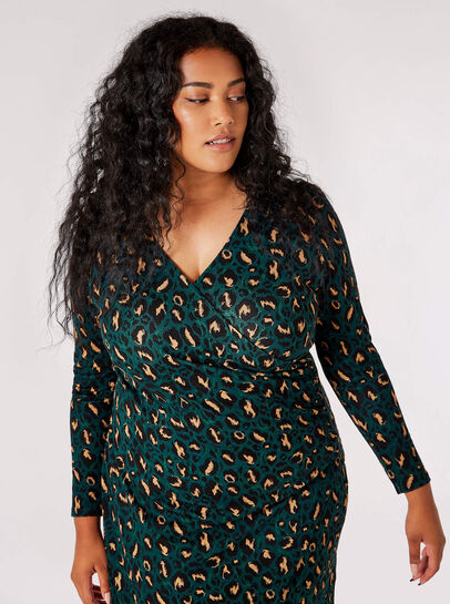 Curve Cheetah Wrap Mini Dress