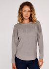 Stud Embellished Batwing Jumper, Grey, large