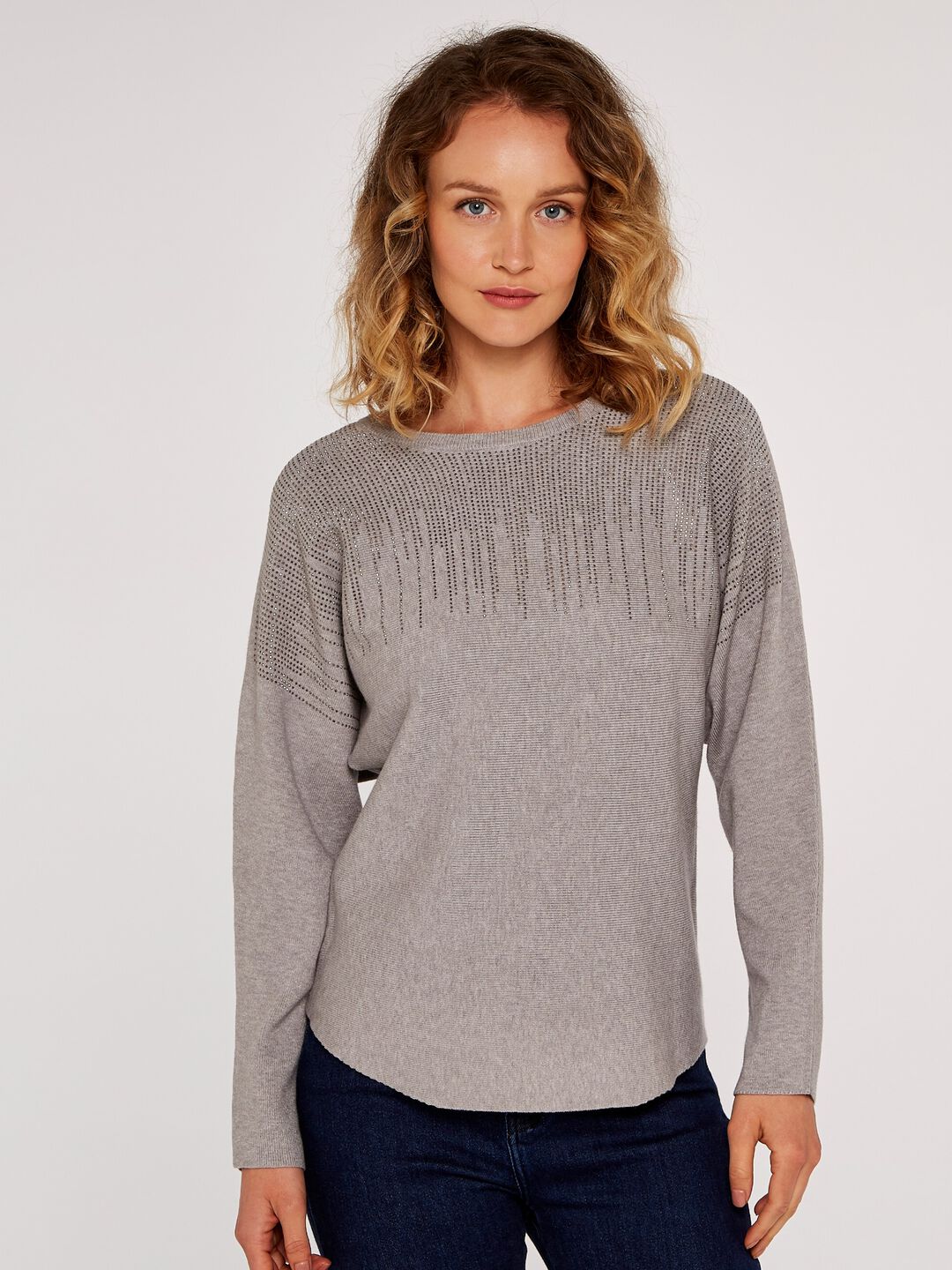 Image of Stud Embellished Batwing Jumper