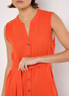 Textured Cotton Button Down Mini Dress, Orange, large