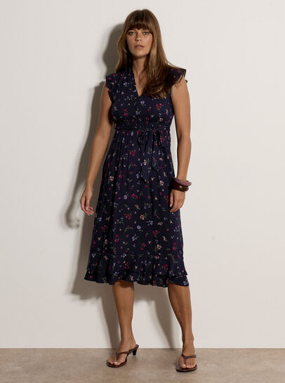 Ditsy Floral Ruffle Midi Dress