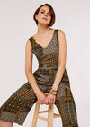 Patchwork Tile Culotte Jumpsuit, Green, large