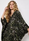 Leopard Print Kimono Midi Dress, Khaki, large