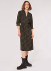 Texture Print Zip Midi Dress, Green, large