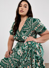 Scarf Print Smocked Maxi Dress, Green, large