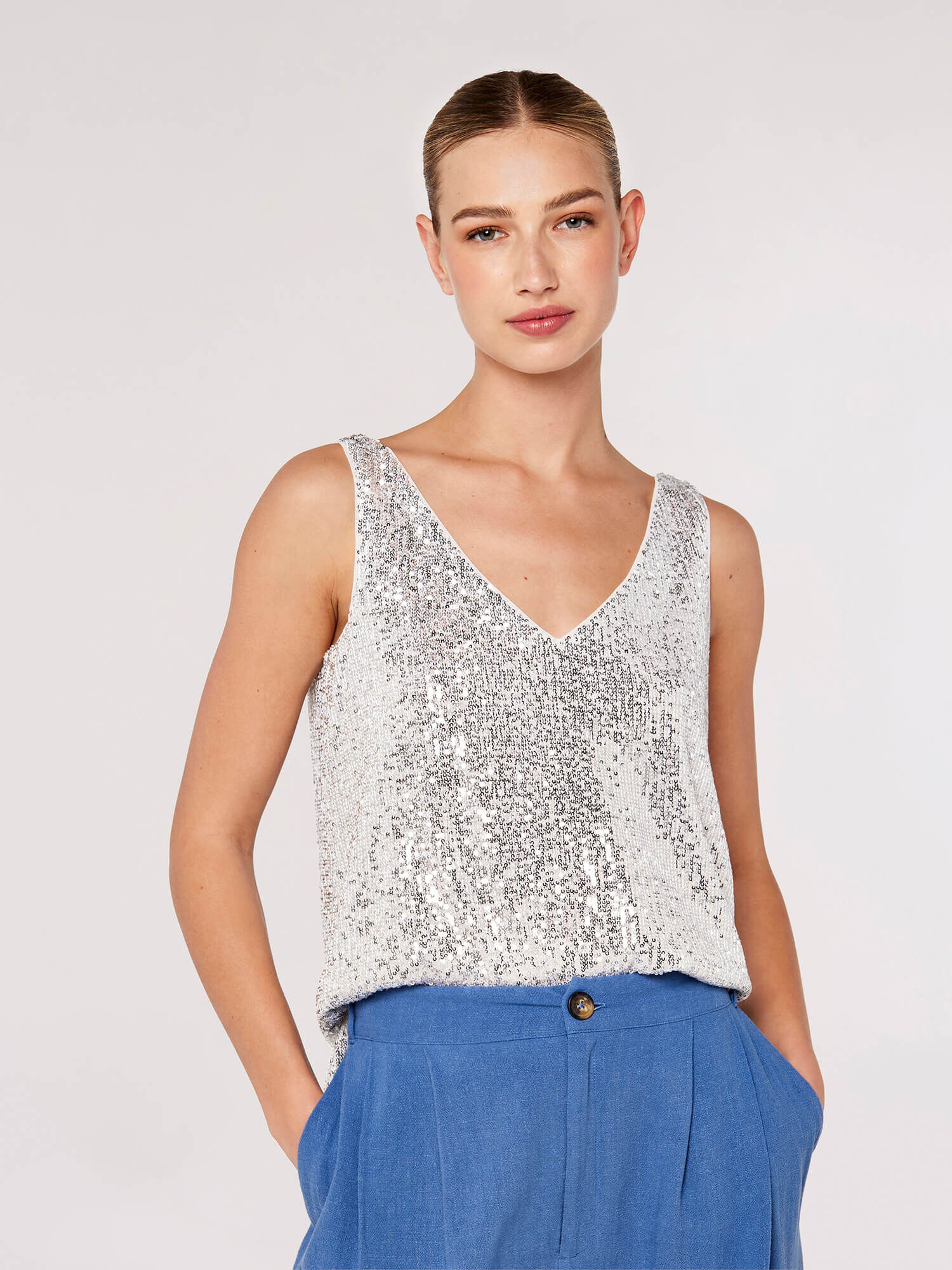 Silver camisole tops hotsell