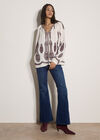 Floral Leaf Embroidered Blouse, Cream, large