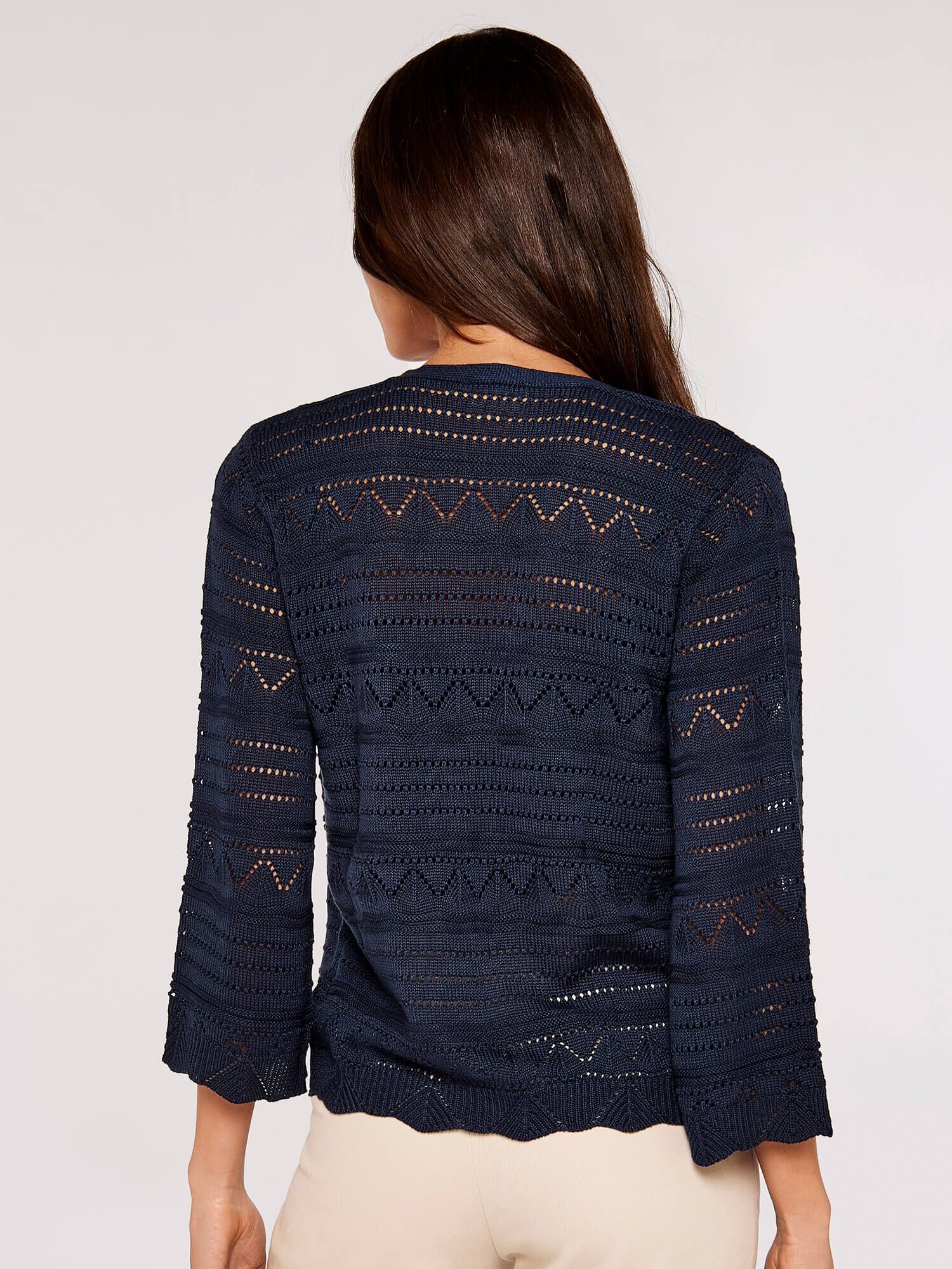 Navy pointelle best sale cardigan