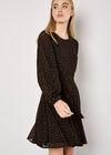 Chiffon Polka Dot Mini Dress, Black, large