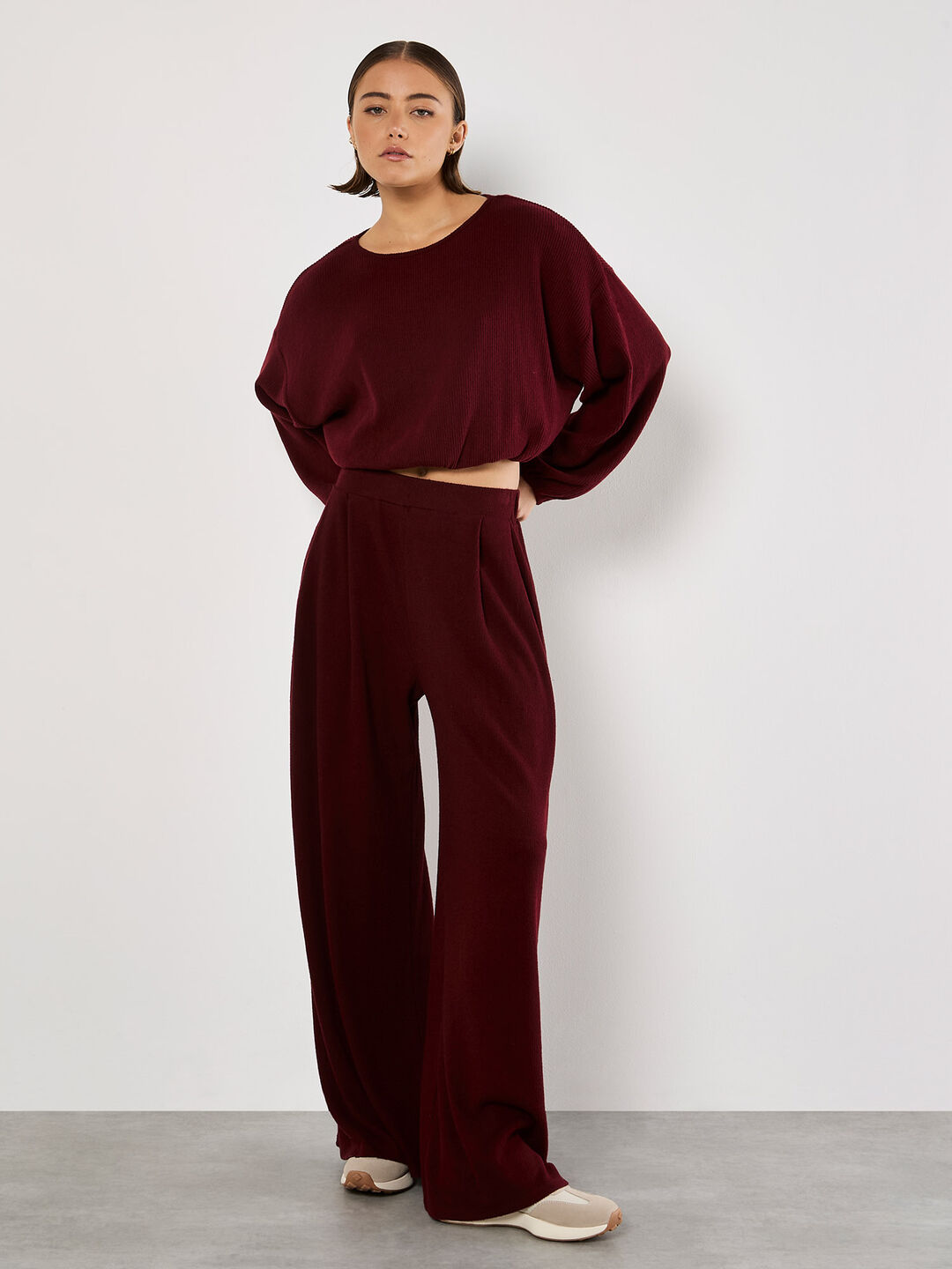 Image of Ribbed Knit Crop Top & Trousers Co-ord