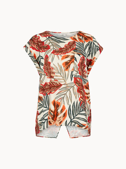 Tropical Leaf Linen Blend T-Shirt