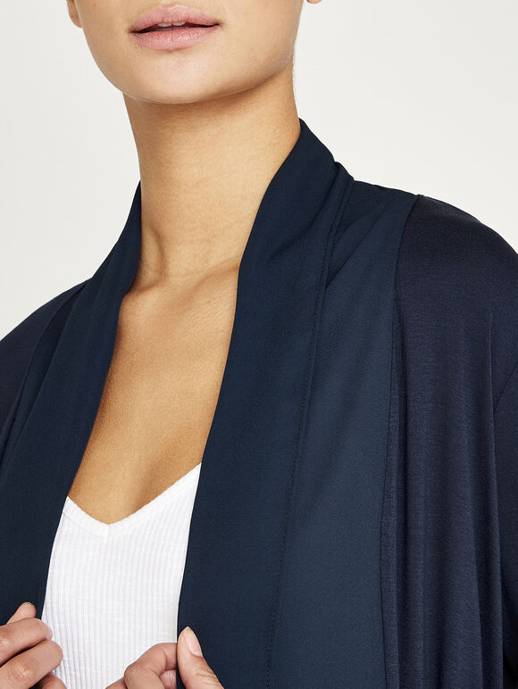 Chiffon Waterfall Hem Cardigan, Navy, large