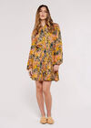 Tropical  Shirt Mini Dress, Mustard, large