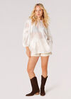 Floral Embroidered Organza Blouse, Cream, large