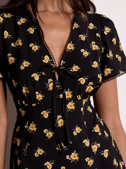 Vintage Floral Mini Tea Dress