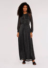 Metallic Mesh Maxi Dress, Black, large