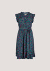 Ruffle Floral Mini Dress, Blue, large